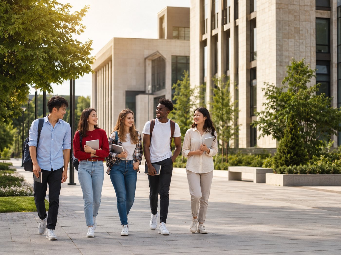Students walking on campus